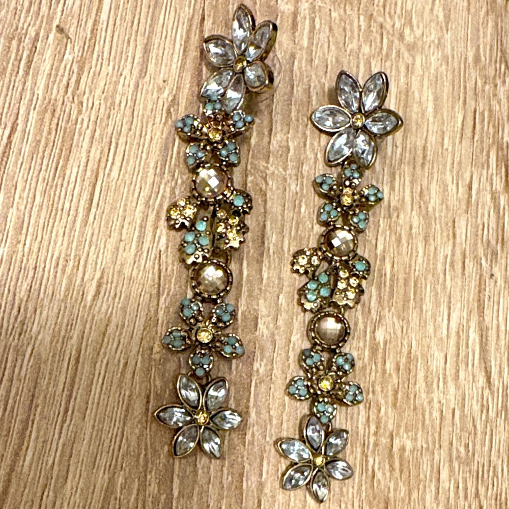 Floral Crystal Drop Earrings